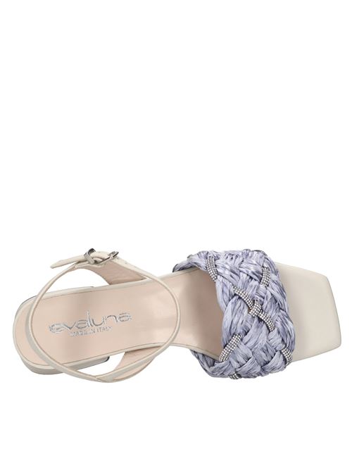 Sandali in pelle e rafia EVALUNA | G155 TRECCIA A474AZZURRO